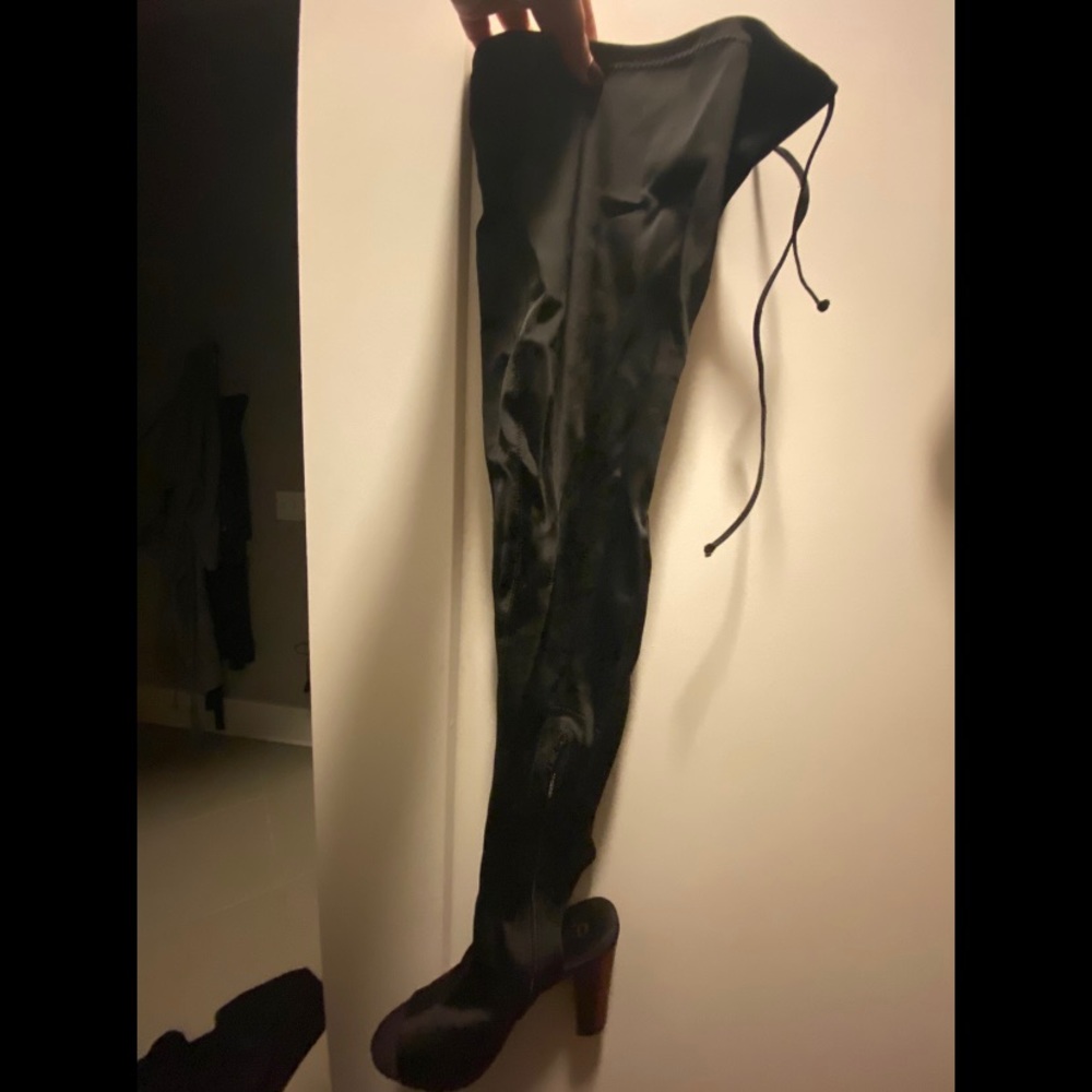 Thigh High open toe boots